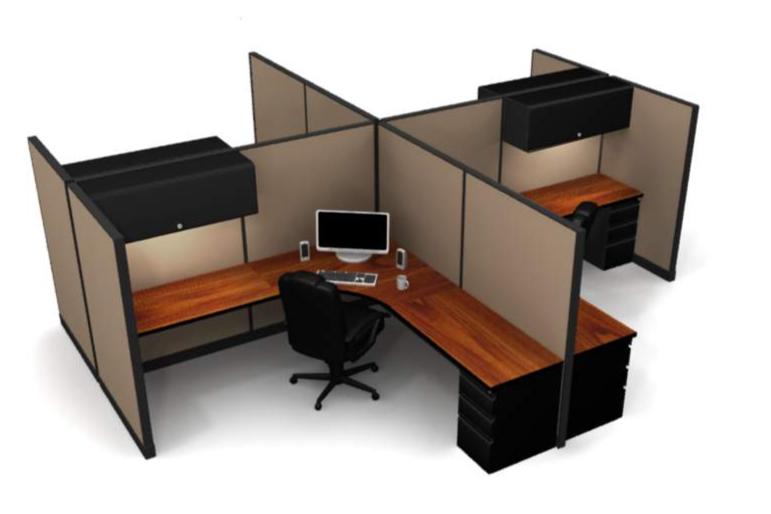 4 Pack Open 8x8 Workstations with Panels – Online Office Furniture