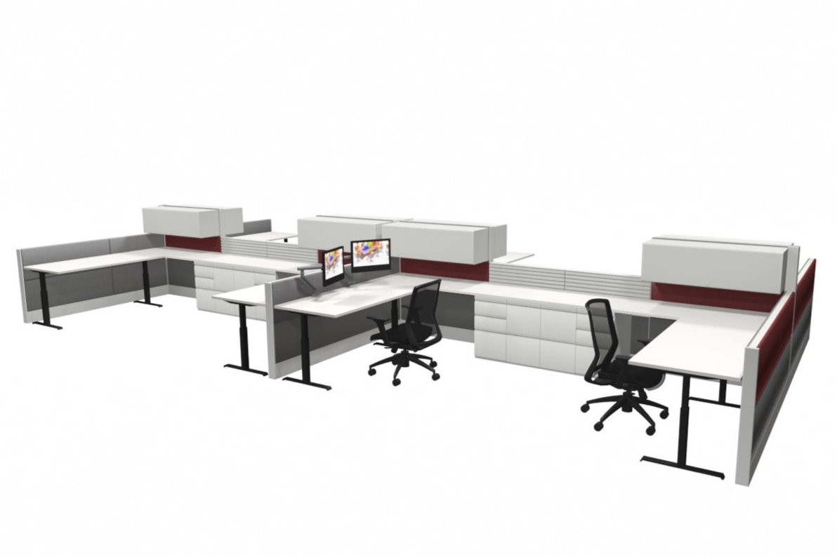 8 Pack 6x6 Sit-Stand Workstations with Storage