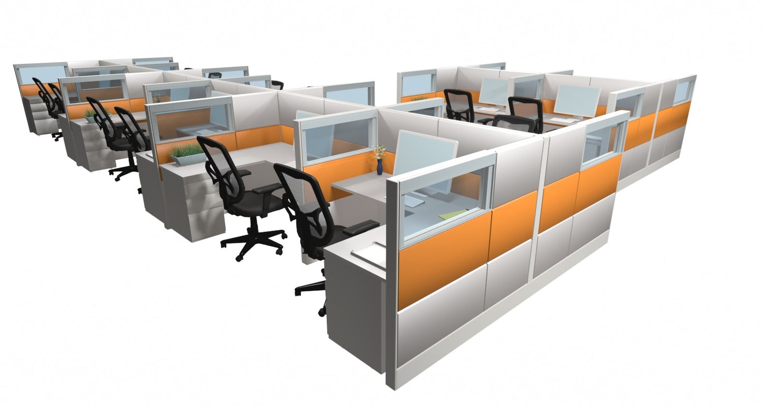 8 Pack 6x6 Workstations with Panels - Item 1385 - Online Office Furniture