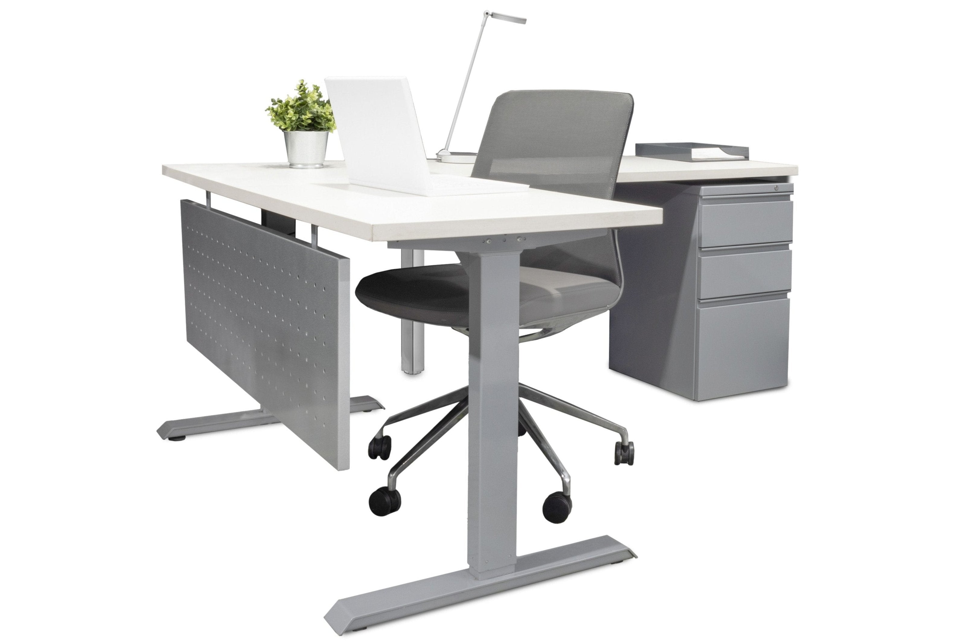 L Shape Sit/Stand Desk with File Ped - Item 1357 – Online Office Furniture