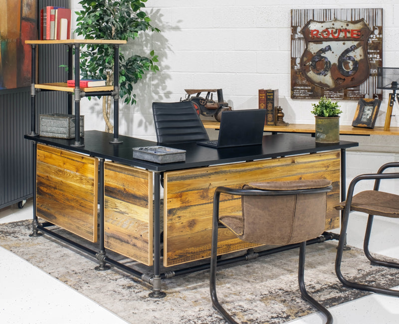 Industrial Pipe L- Shape with Reclaimed Wood Panels