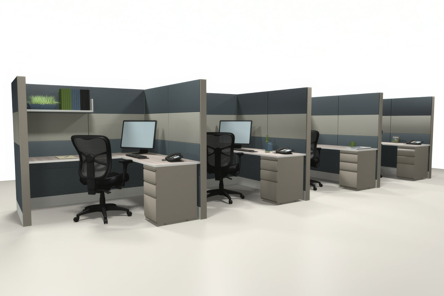 4 Pack L Shape Workstations with 70" H Panels - Item 1368