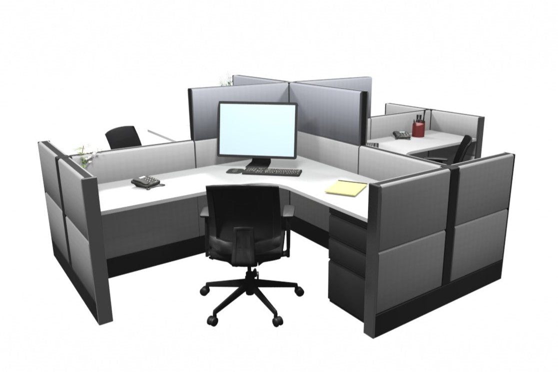 4 Pack Open 5x5 Workstations with Ethospace Panels