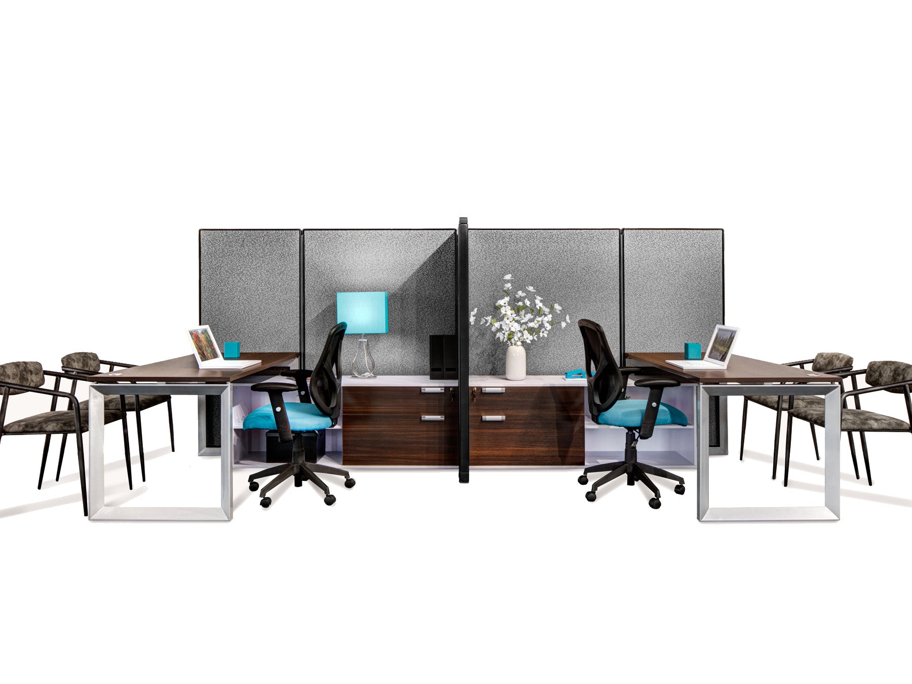 Work Stations Computer Double Rack 2 Person Steelcase Side-by-Side Workstations with Storage - Item #1467 ...