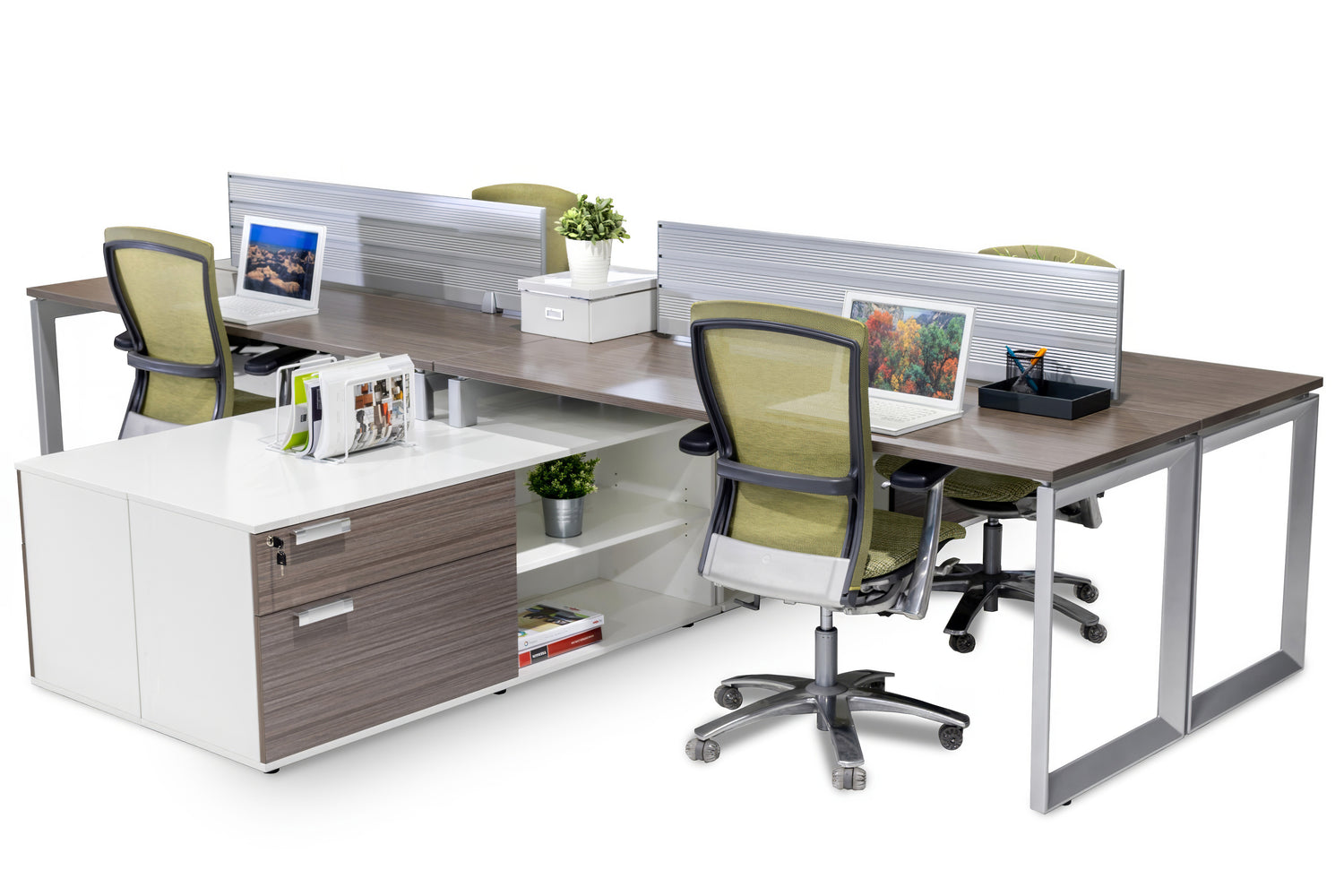 4 Pack Benching Workstation with Storage