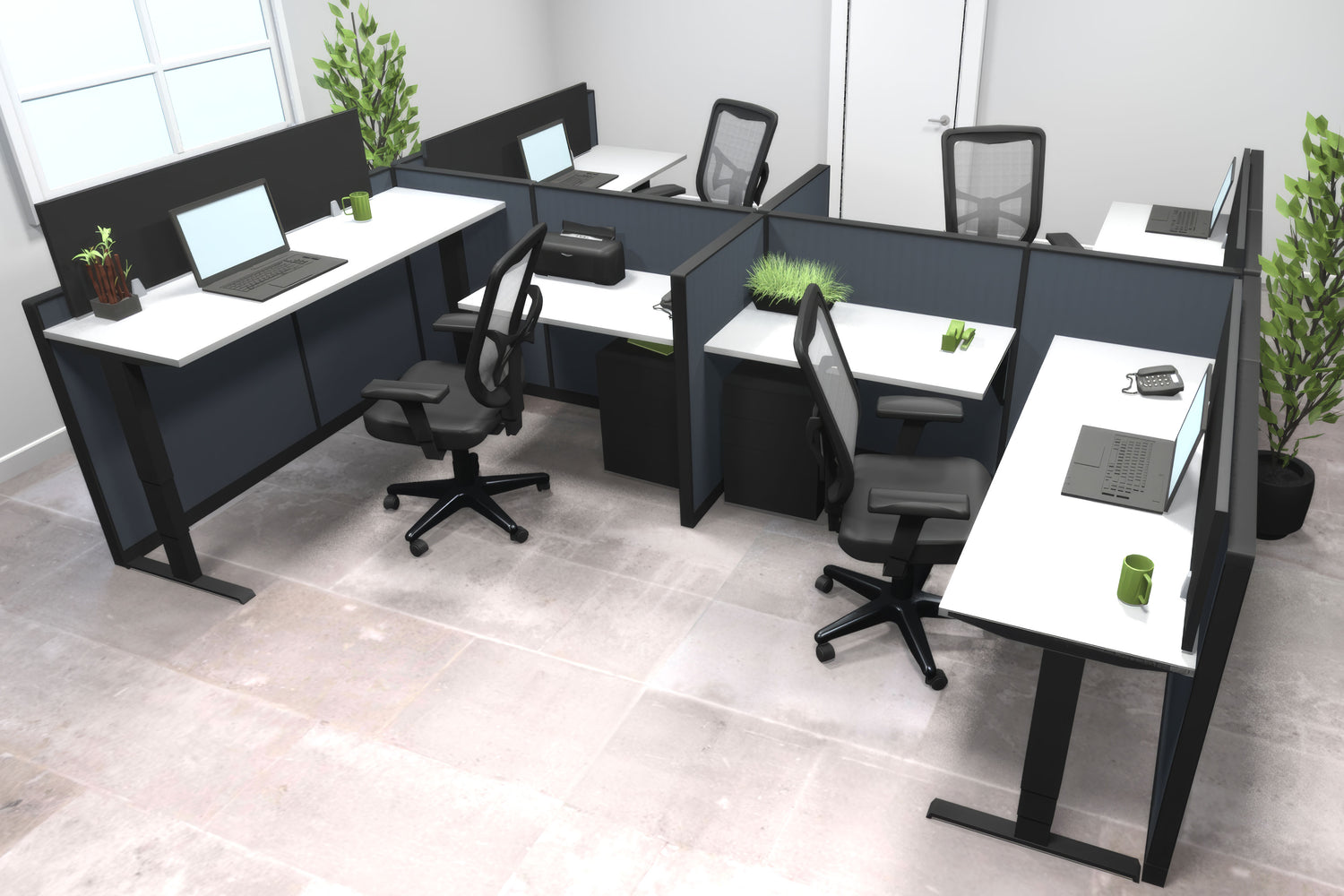 4 Pack Sit-Stand Workstations - Online Office Furniture
