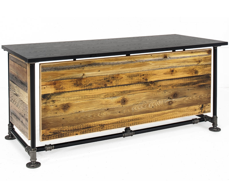 Industrial Pipe Desk with Reclaimed Wood Panels