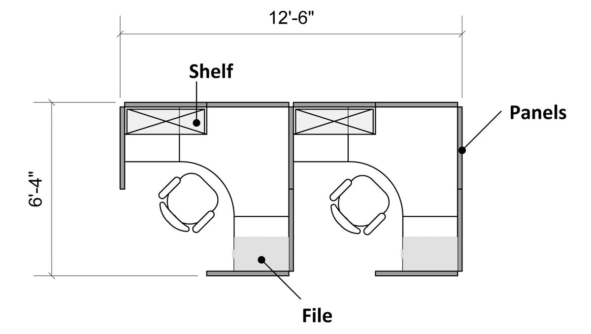 2 Pack Private 6x6 Workstations with 65" Panels - Online Office Furniture