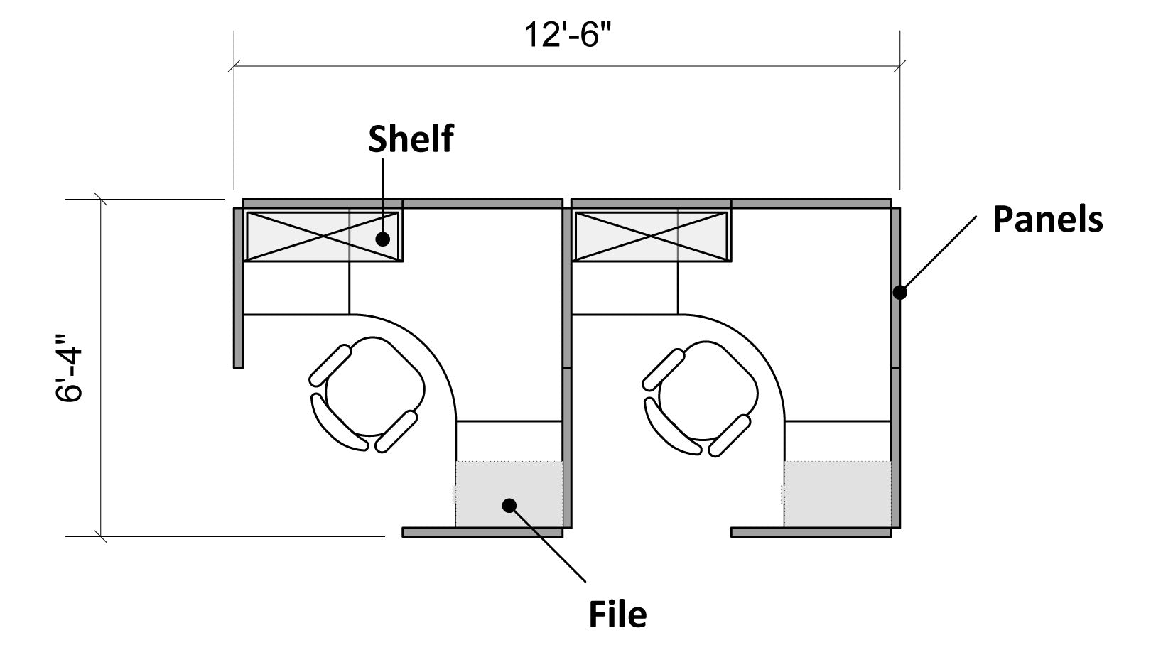 2 Pack Private 6x6 Workstations with 65" Panels - Online Office Furniture