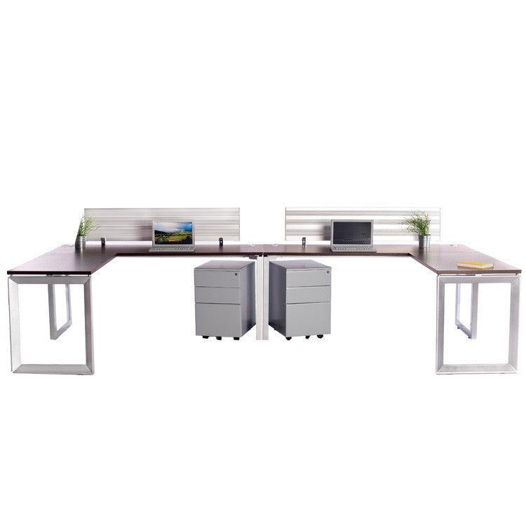 2 Pack Side by Side Options Workstations with Return and File Storage - Online Office Furniture