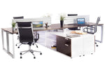 4 Pack Benching Workstation with Storage - Online Office Furniture