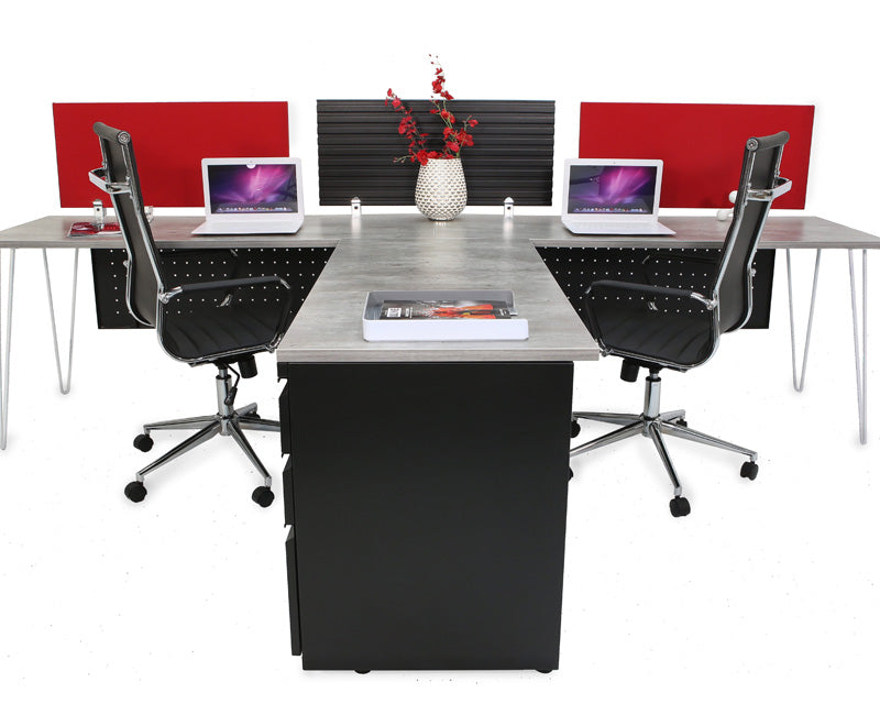 Industrial Modern Double Workstation with Storage - Online Office Furniture