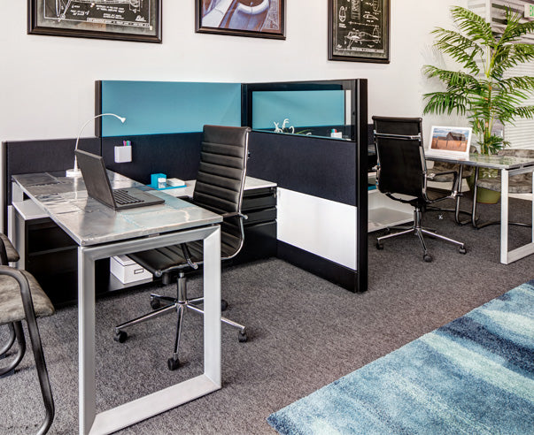 2 Person Modern Side-by-Side Workstations with Panels - Online Office Furniture