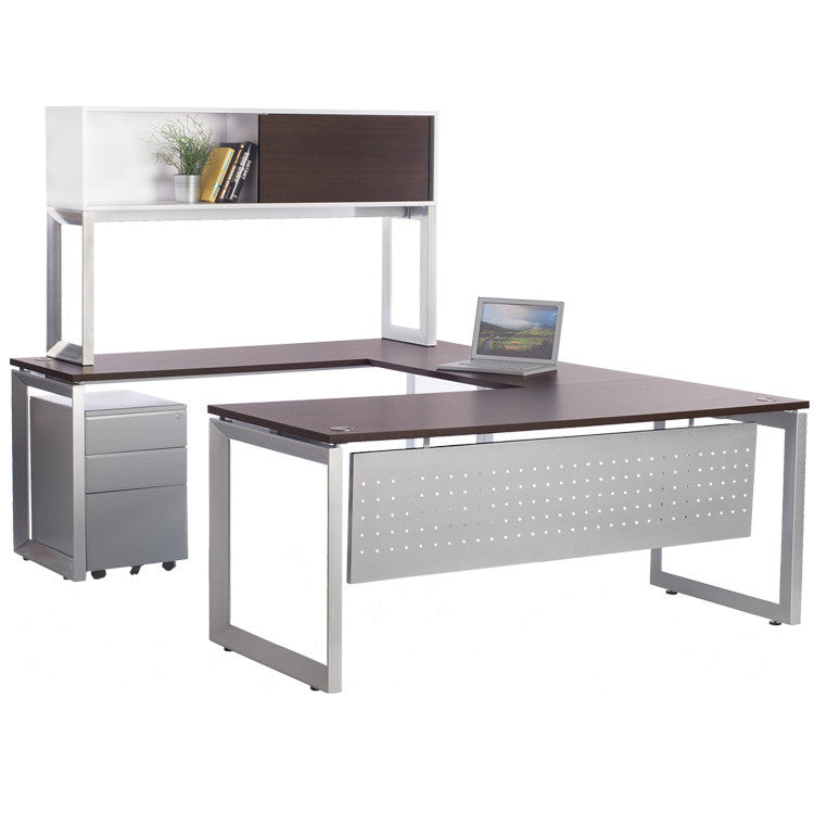 Options Desk with Bridge, Return, Credenza and Overhead Storage - Online Office Furniture