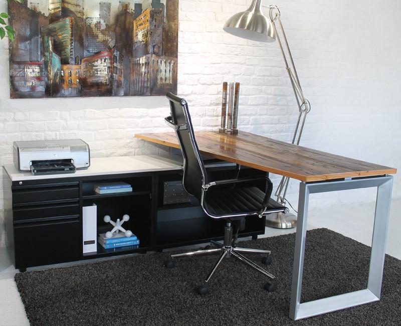 Reclaimed Wood Workstation with Storage - Online Office Furniture