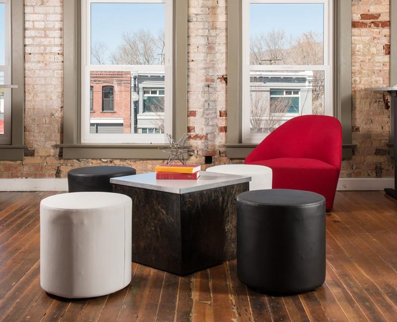 Round Leather Ottoman - Online Office Furniture