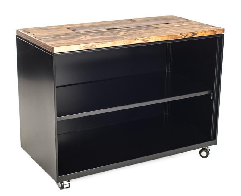 Metal Shelf Cabinet with Reclaimed Wood Top - Online Office Furniture