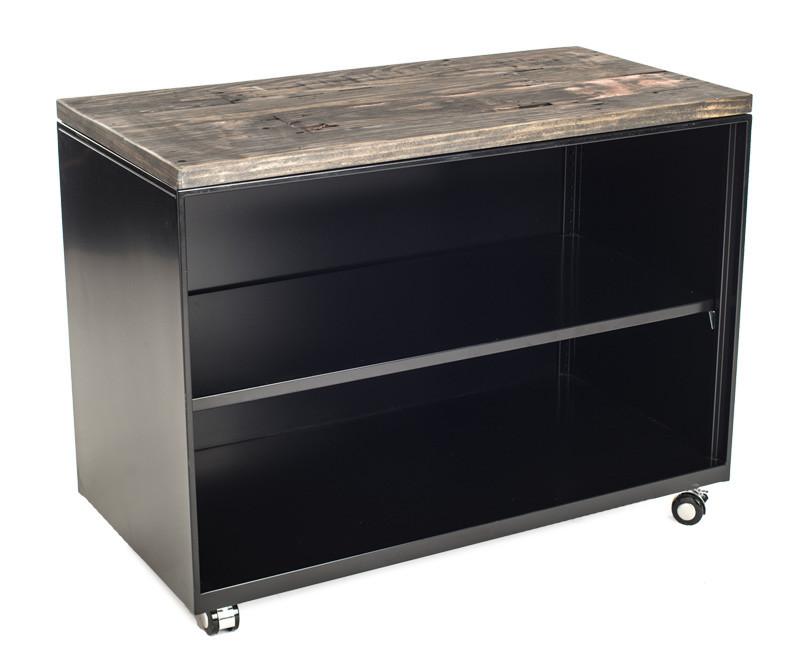 Metal Shelf Cabinet with Reclaimed Wood Top - Online Office Furniture