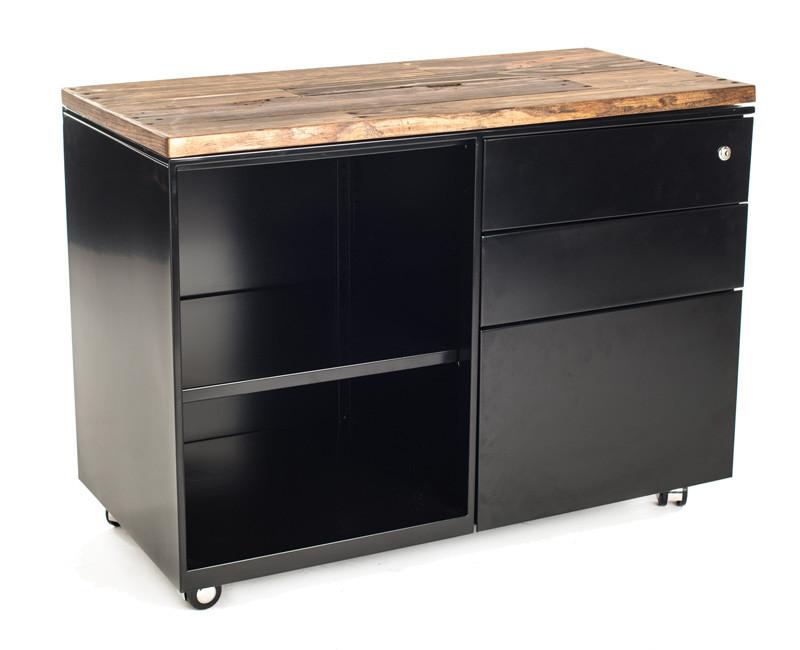 Mobile File Cabinet/Shelf with Wood Top - Online Office Furniture