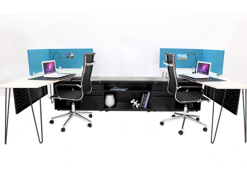 Topline Double Workstation with Storage - Online Office Furniture