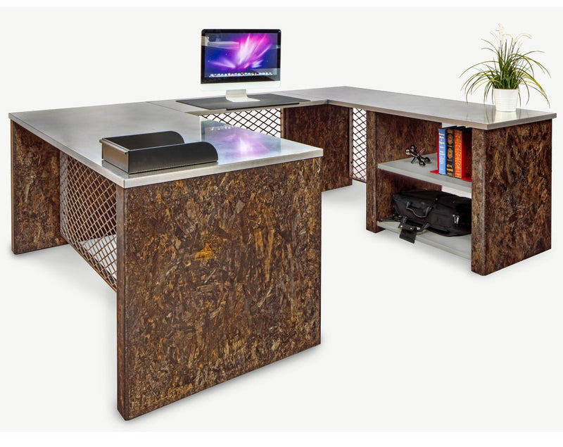 Urban Junior U Shape Industrial Desk with Storage Shelves - Online Office Furniture