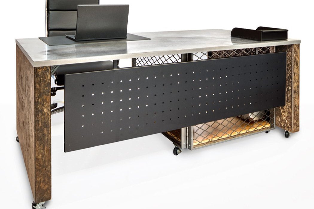 Industrial Executive Desk on Casters with Storage - Online Office Furniture